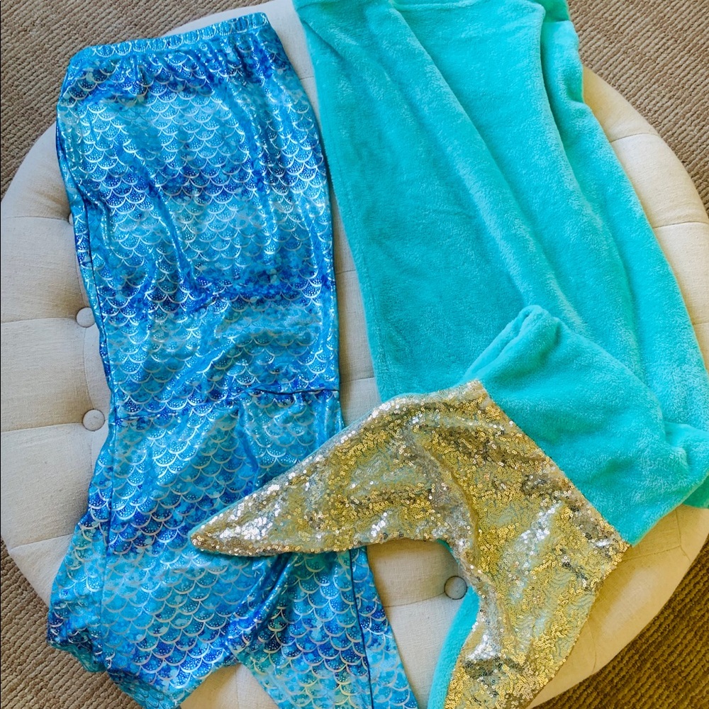Girls mermaid swimwear and mermaid blanket